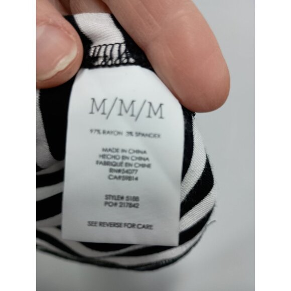 CAbi Womens Bistro Top Medium Black White Striped Jersey Casual 3/4 Sleeve #5588 - Picture 5 of 8